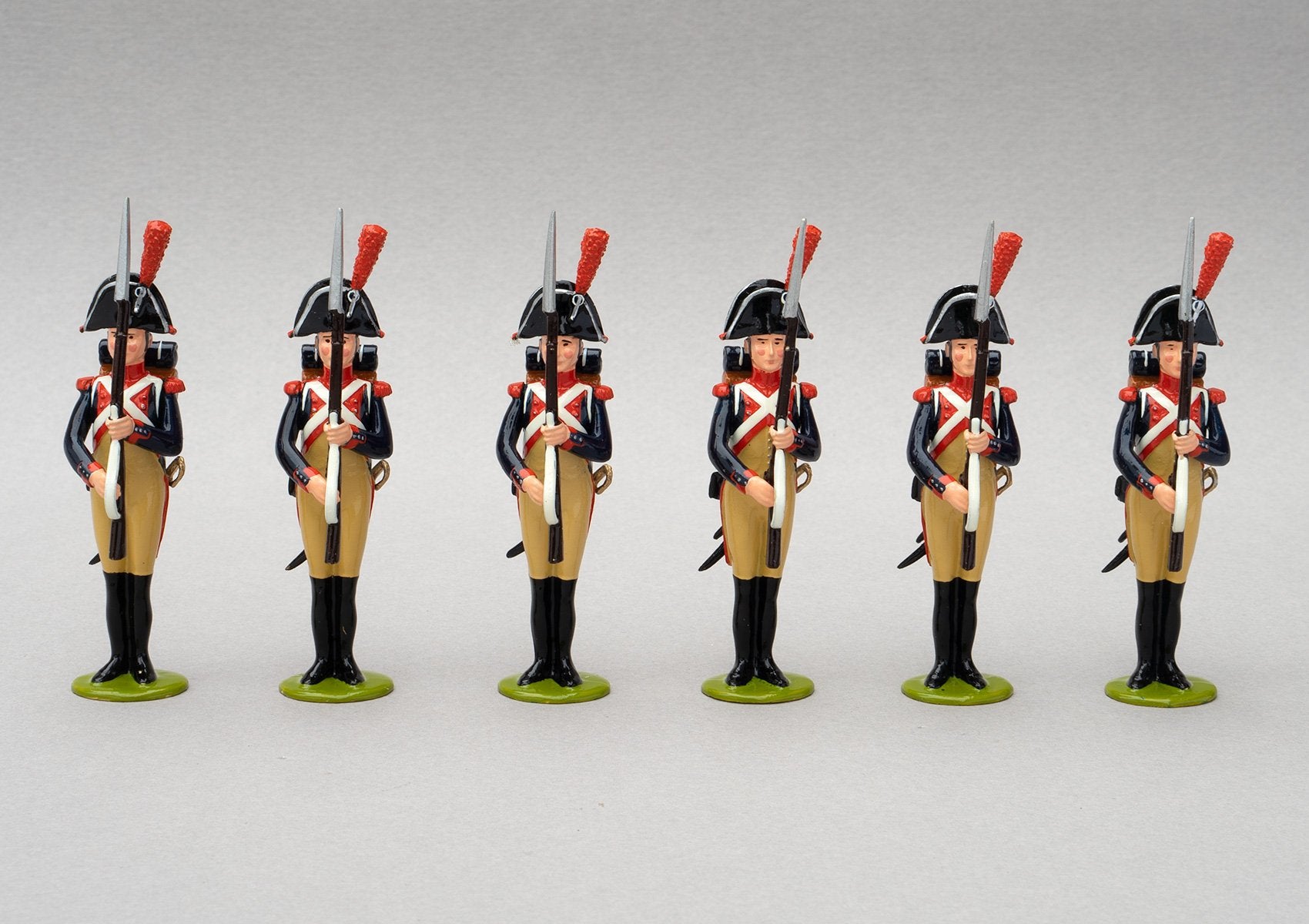 Set 111a Gendarmerie Impériale | French Infantry | Napoleonic Wars | Six men, all at the present arms position their short muskets with bayonets fixed | Waterloo | © Imperial Productions | Sculpt by David Cowe