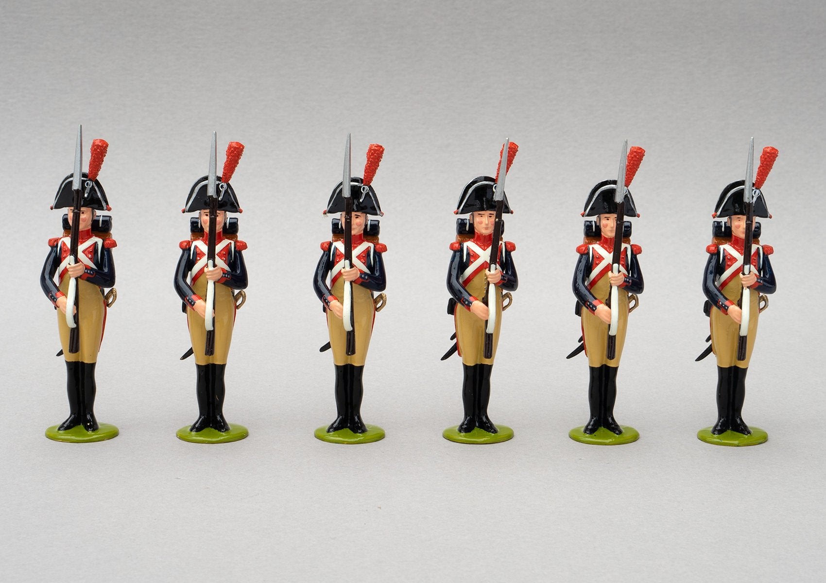 Set 111a Gendarmerie Impériale | French Infantry | Napoleonic Wars | Six men, all at the present arms position their short muskets with bayonets fixed | Waterloo | © Imperial Productions | Sculpt by David Cowe