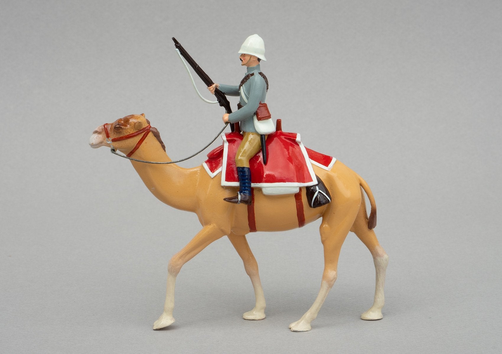 Set 126 Guards Camel Regiment, 1885 | British Cavalry | Sudan War | Guards Camel Regiment. Single mounted cavalryman on camel, grey jacket | Omdurman, Relief of Gordon, Nile River | © Imperial Productions | Sculpt by David Cowe