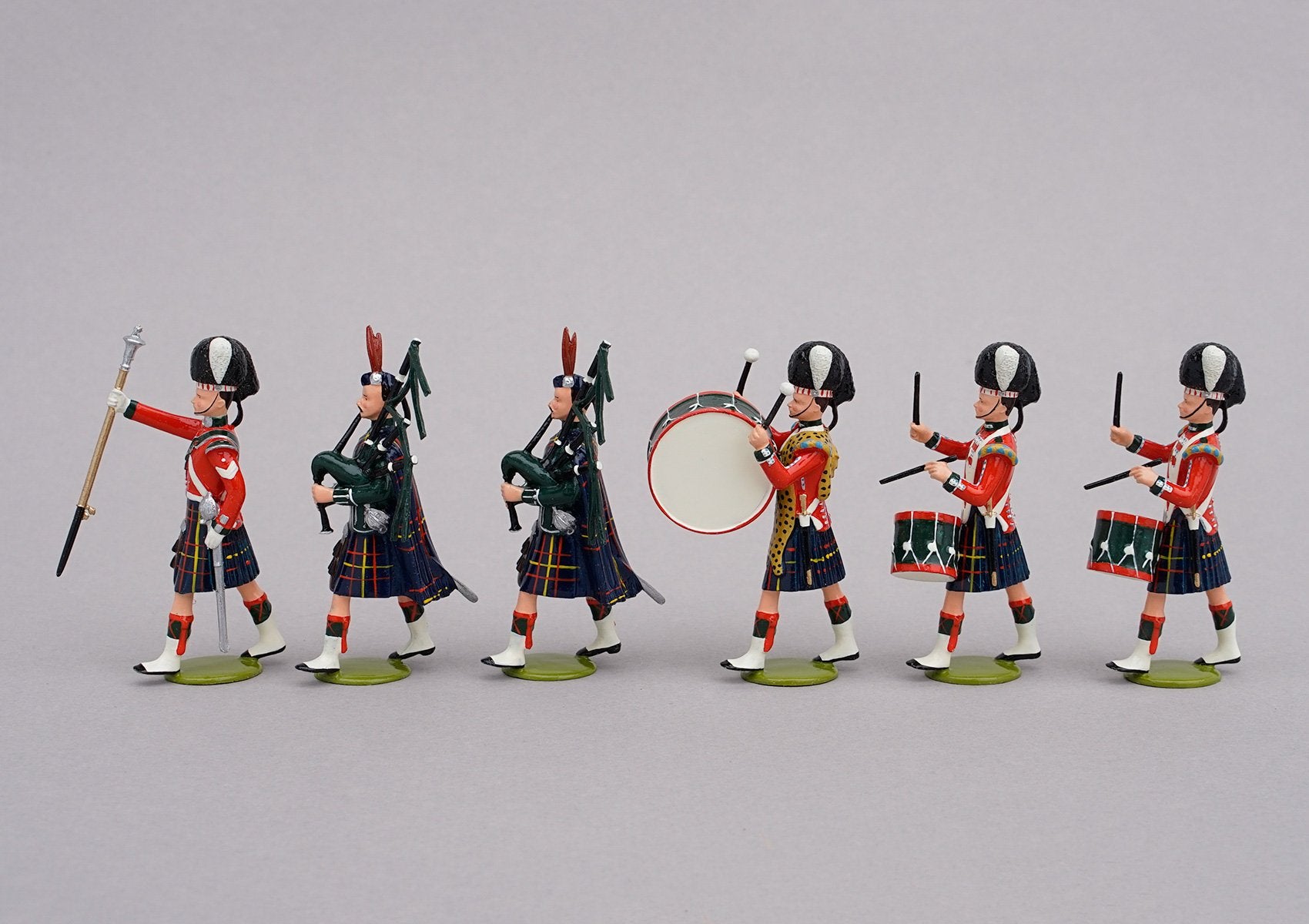 Set 81 Pipe Band Cameron Highlanders 1854 | British Infantry | Crimean War | Highland bandsmen. Drum major, two pipers, Three drummers | Balaclava, Sevastapol, Alma | © Imperial Productions | Sculpt by David Cowe