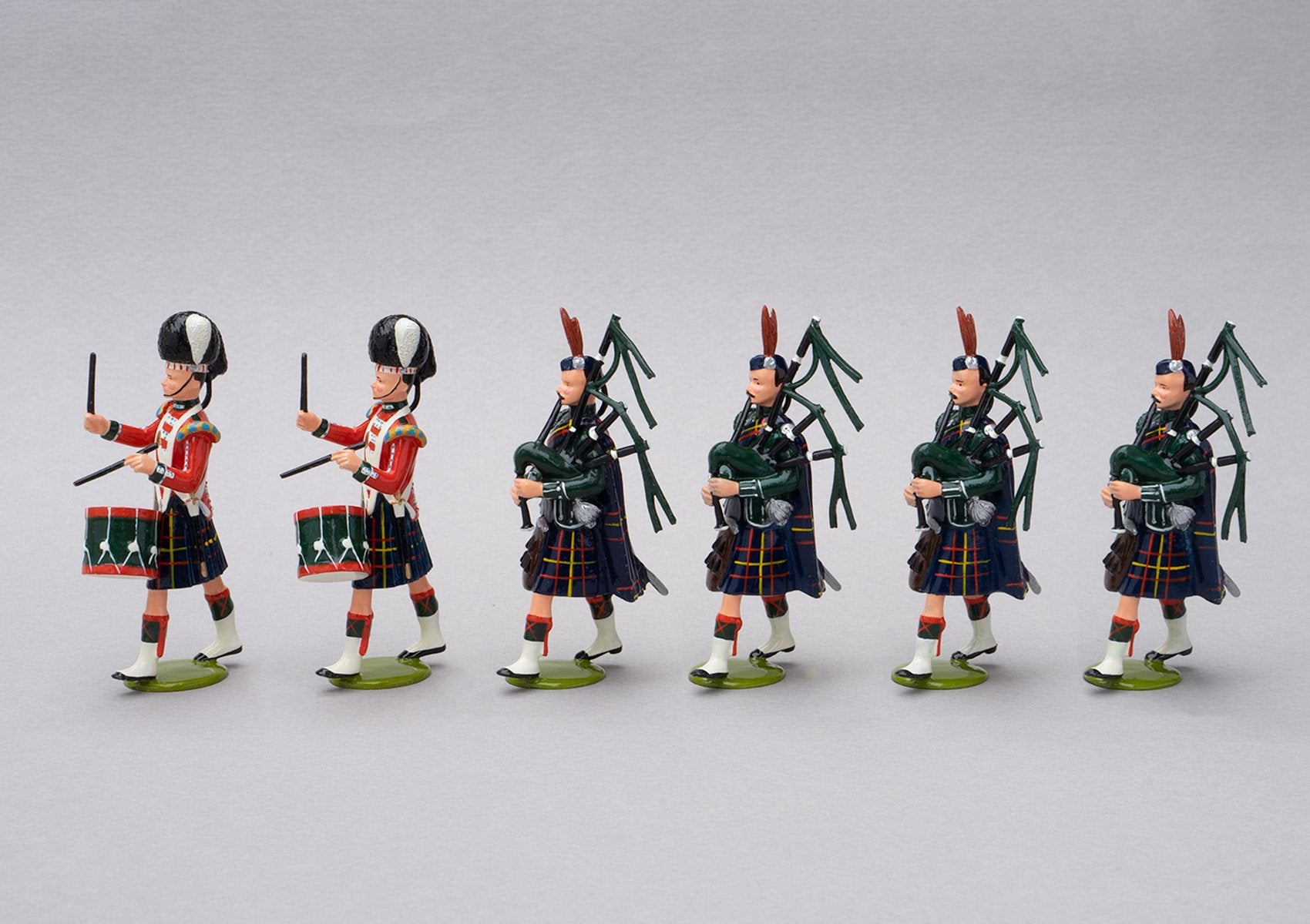 Set 81a Pipe Band Cameron Highlanders 1854 | British Infantry | Crimean War | Highland bandsmen. Two drummers and four pipers | Balaclava, Sevastapol, Alma | © Imperial Productions | Sculpt by David Cowe