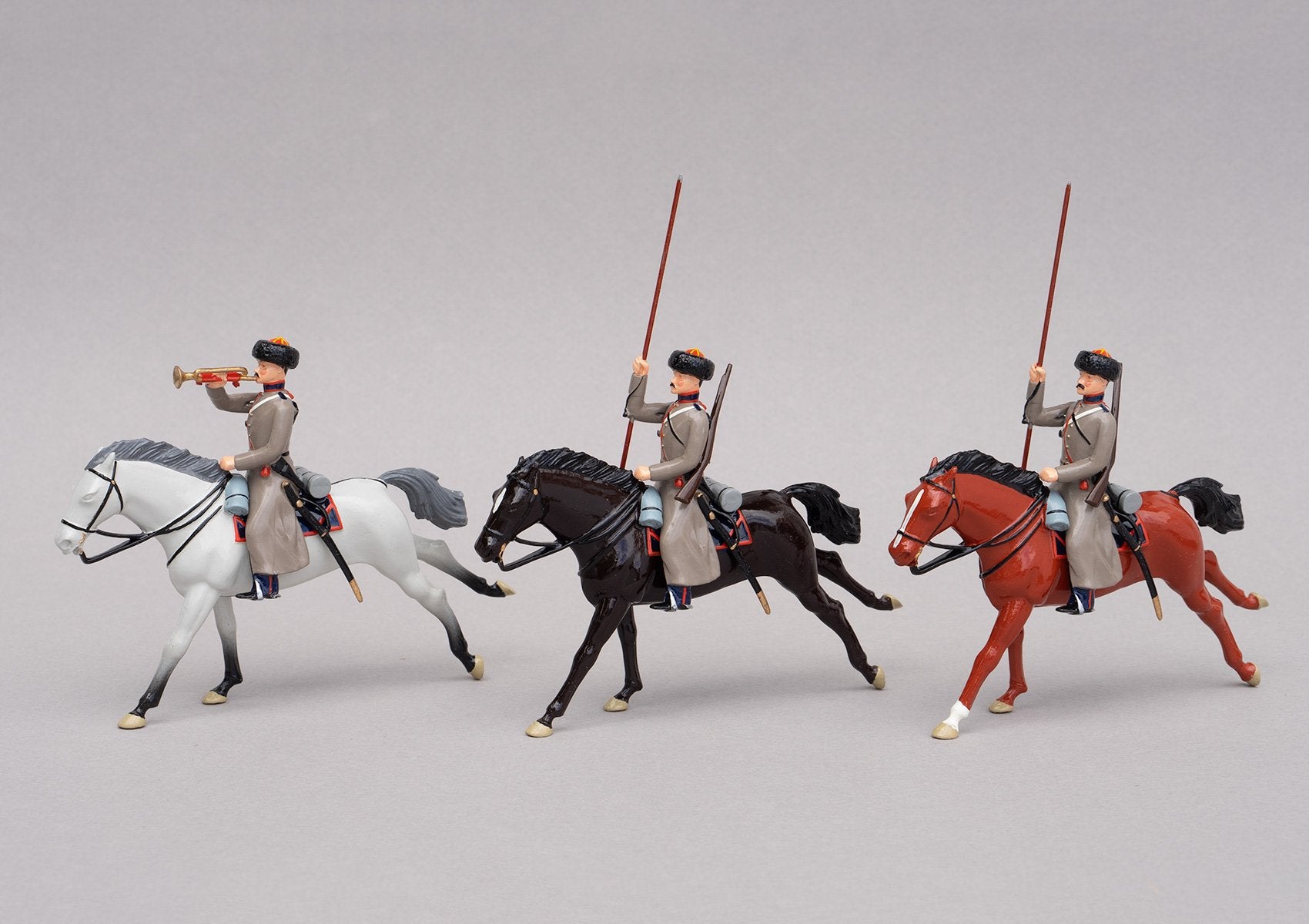 Set 86 53rd Don Cossack Cavalry 1854 | Russian Cavalry | Crimean War | Three mounted cossacks. One bugler two Cossack troopers | Balaclava, Sevastapol, Alma | © Imperial Productions | Sculpt by David Cowe