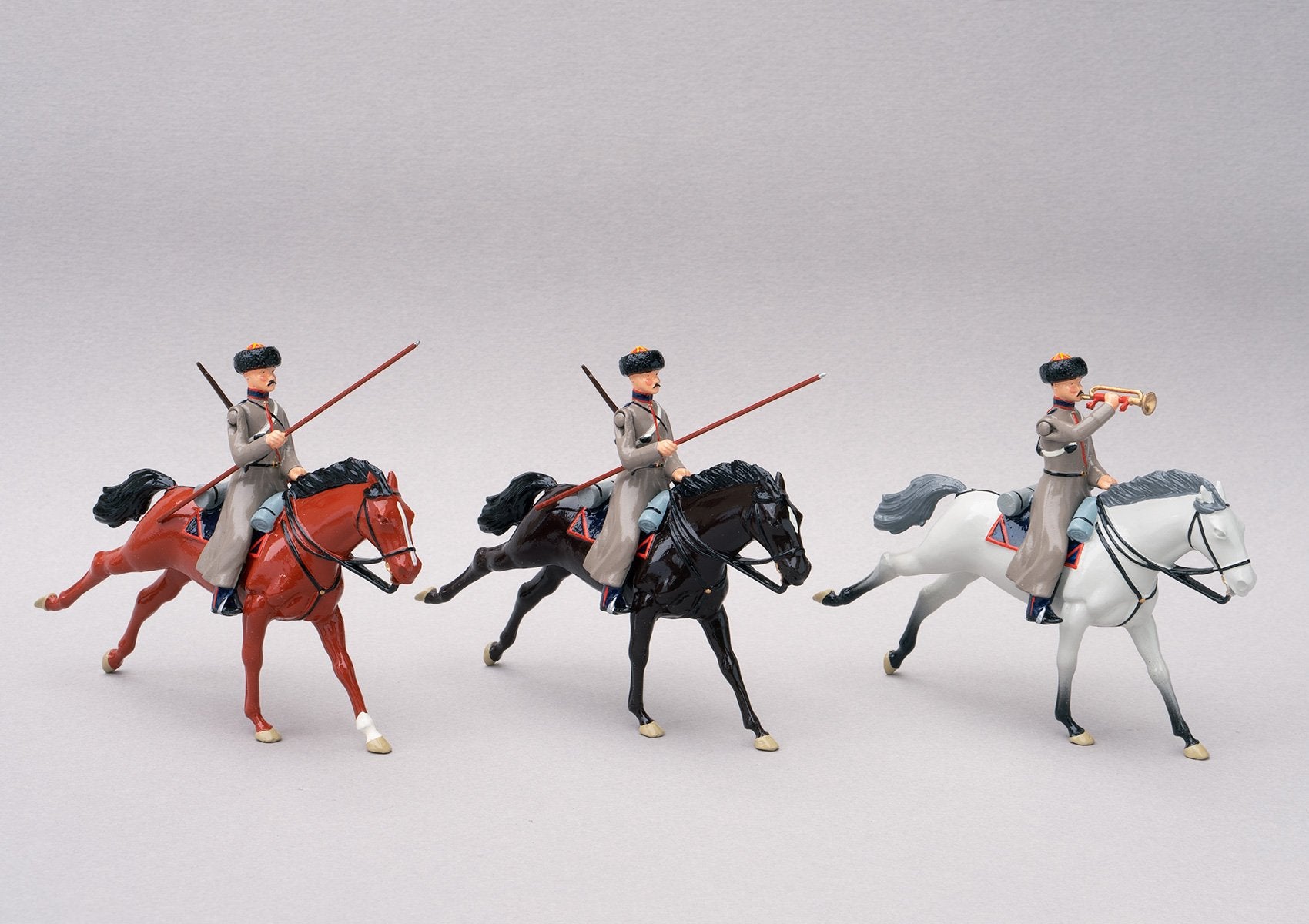 Set 86 53rd Don Cossack Cavalry 1854 | Russian Cavalry | Crimean War | Three mounted cossacks. One bugler two Cossack troopers | Balaclava, Sevastapol, Alma | © Imperial Productions | Sculpt by David Cowe