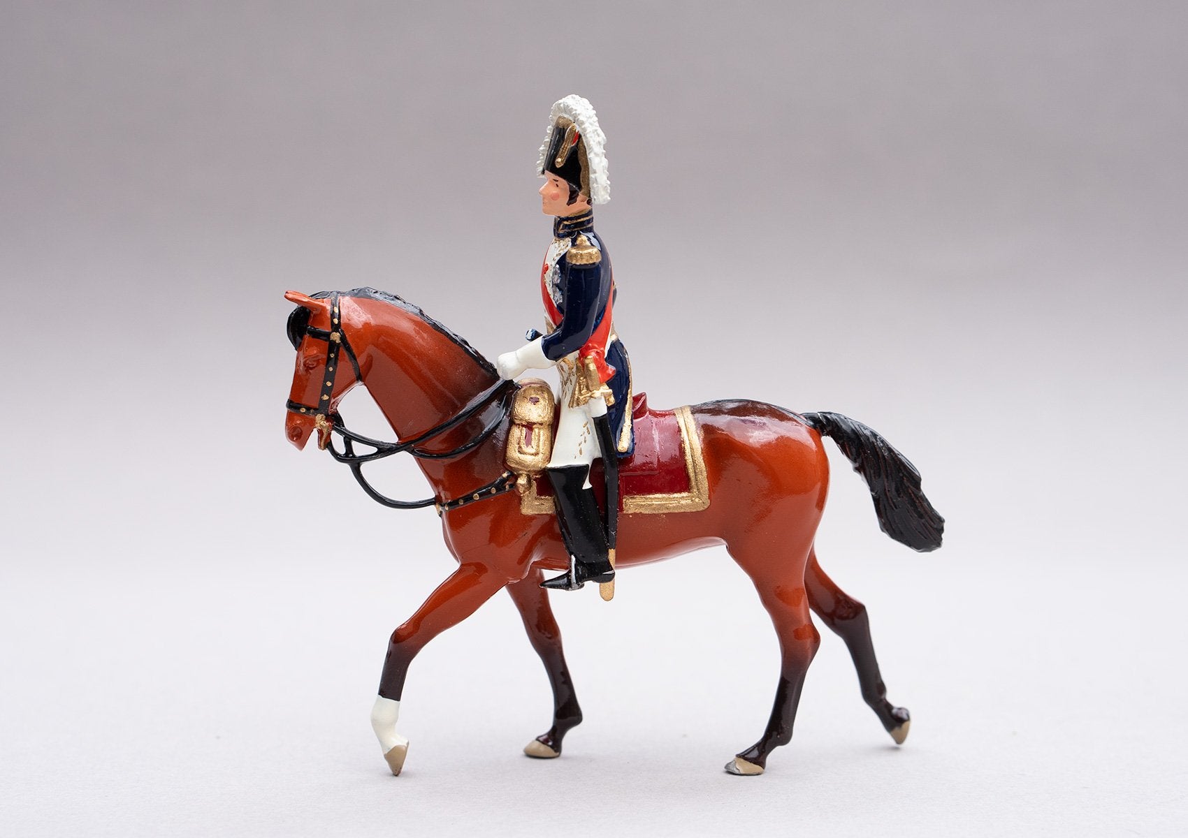 Set 94 Jean-de-Dieu Soult, marshal of France | French | Napoleonic Wars | Single mounted figure on bay horse | Waterloo | © Imperial Productions | Sculpt by David Cowe