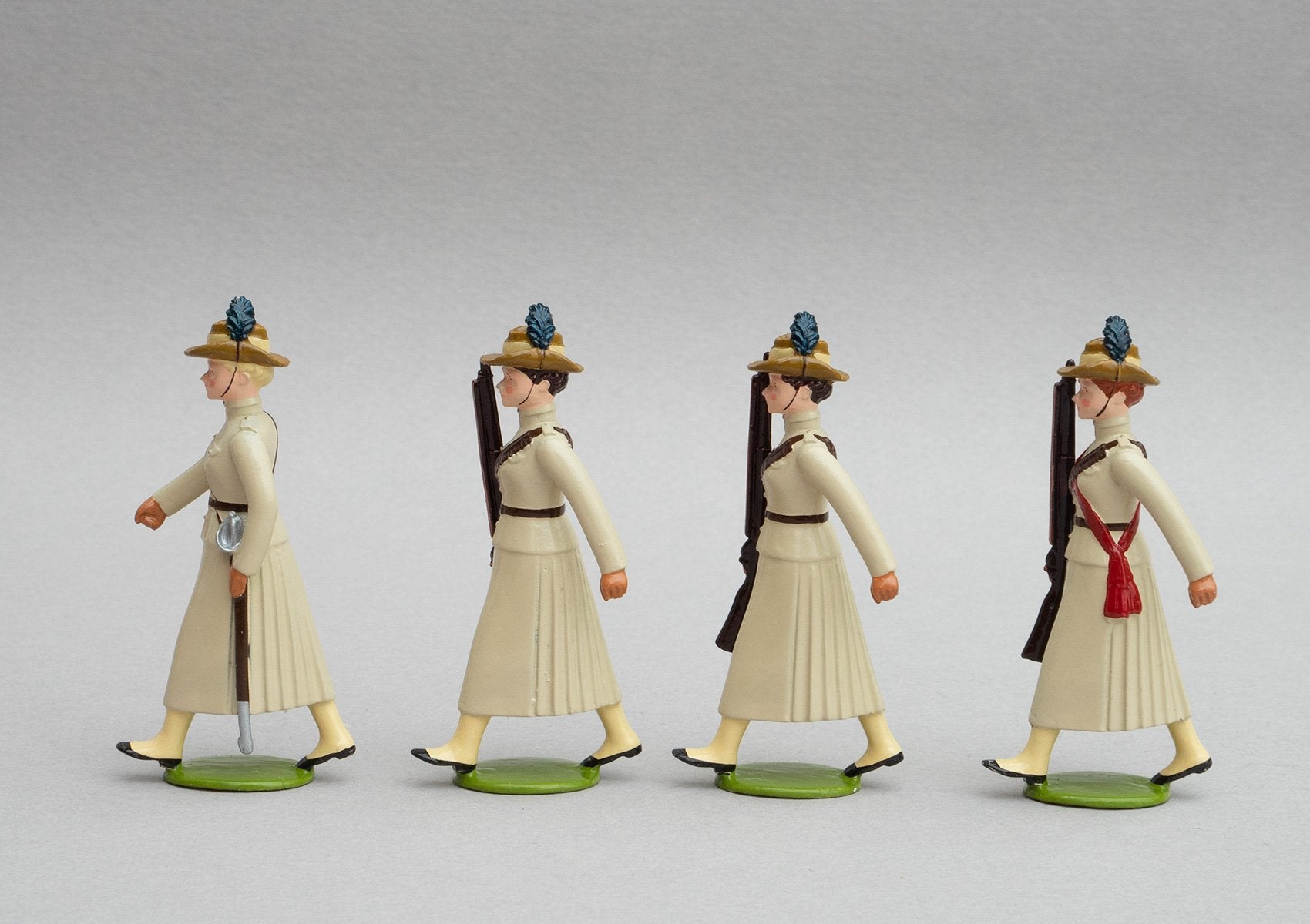 Set NZ1 Girls' Khaki Brigade, Boer War | NZ | New Zealand | Set of four women marching | Boer War | © Imperial Productions | Sculpt by David Cowe