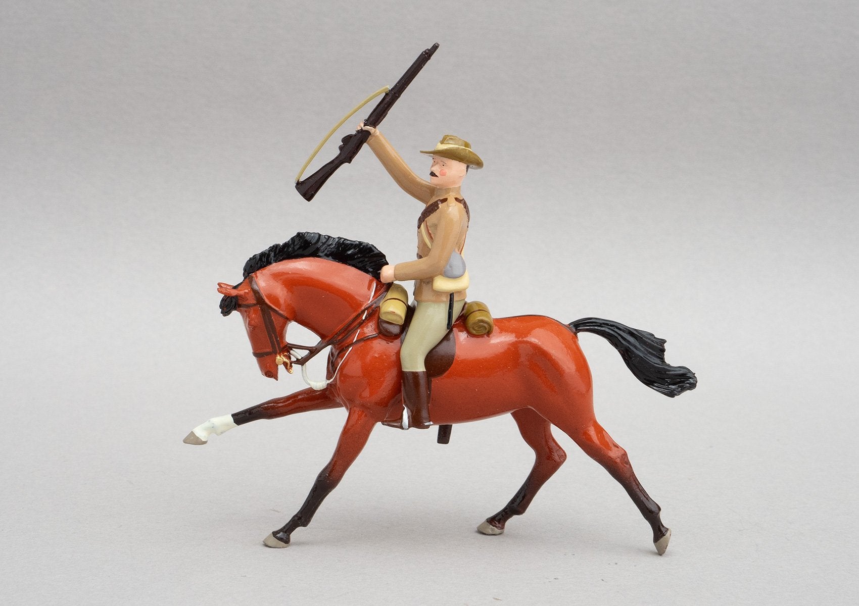 Set NZ2 Mounted Rifleman, Anglo-Boer War 1899-1902 | NZ Cavalry | New Zealand | Single mounted figure on bay horse with rifle | Boer War | © Imperial Productions | Sculpt by David Cowe