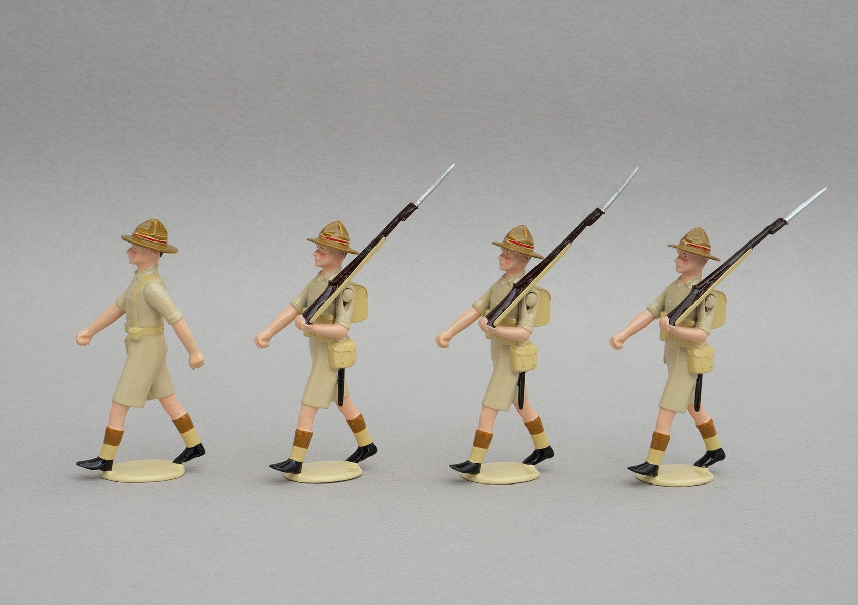 Set NZ6 NZ Infantry, Egypt WWII | NZ Infantry | New Zealand | Four men in shorts. General Bernard Freyberg, Egypt, El Maadi, Greece, Crete. Charles Upham VC, North Africa, Italy. Long Range Desert Group. | WW2, Greece, Libya, Crete, Italy | © Imperial Productions | Sculpt by David Cowe