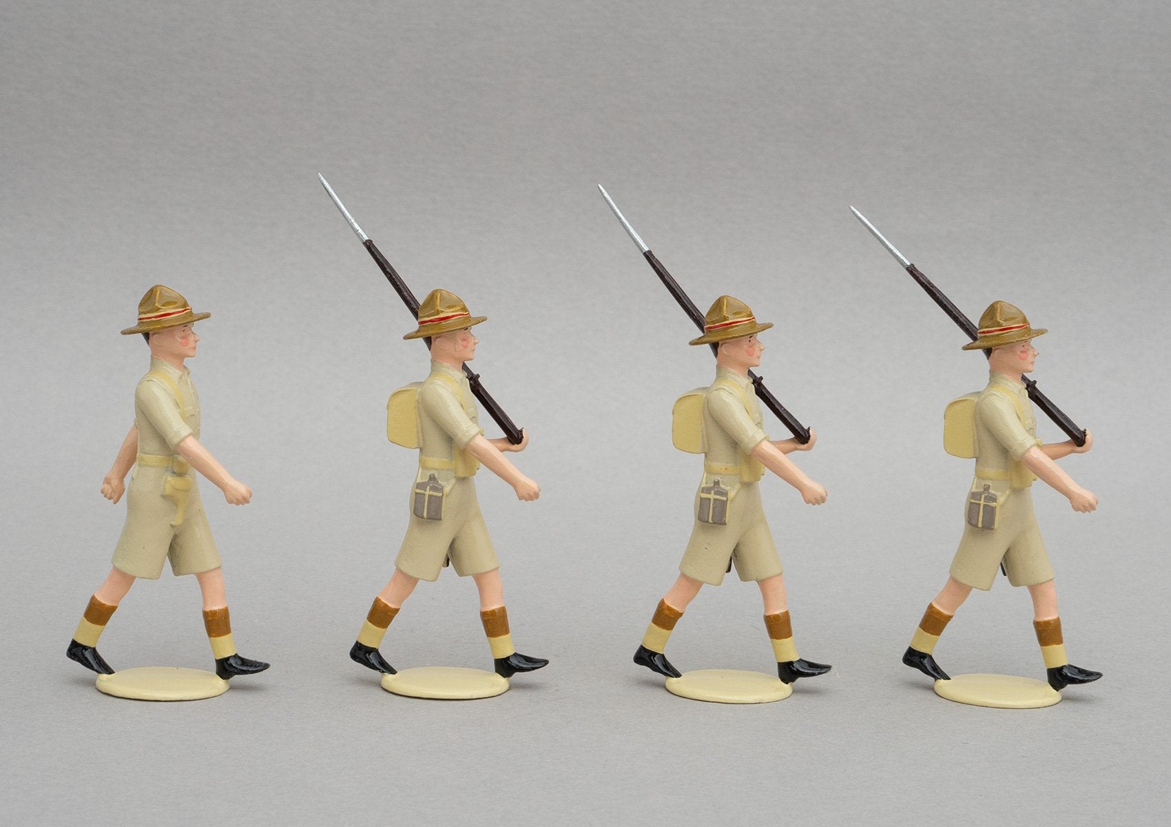 Set NZ6 NZ Infantry, Egypt WWII | NZ Infantry | New Zealand | Four men in shorts. General Bernard Freyberg, Egypt, El Maadi, Greece, Crete. Charles Upham VC, North Africa, Italy. Long Range Desert Group. | WW2, Greece, Libya, Crete, Italy | © Imperial Productions | Sculpt by David Cowe