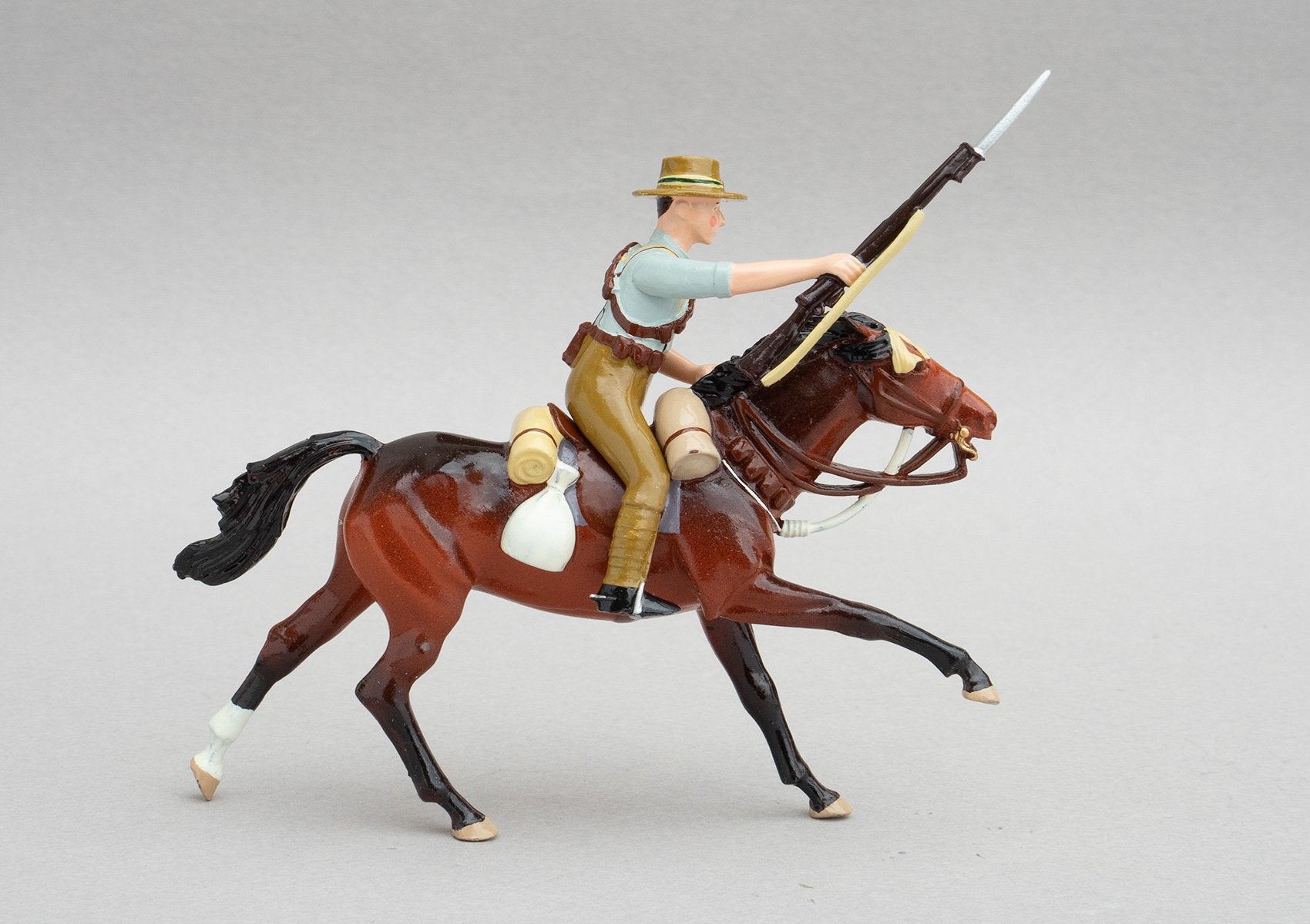 Set NZ7 NZ Mounted Rifleman, Sinai-Palestine WWI | NZ Cavalry | New Zealand | ANZAC Mounted Division. Single rider on horse | Sinai, Suez Canal, Romani, El Arish, Magdhaba, Rafa, Gaza, Beersheba, Tel el Saba, Jaffa, Jericho, Moab, Es Salt | © Imperial Productions | Sculpt by David Cowe