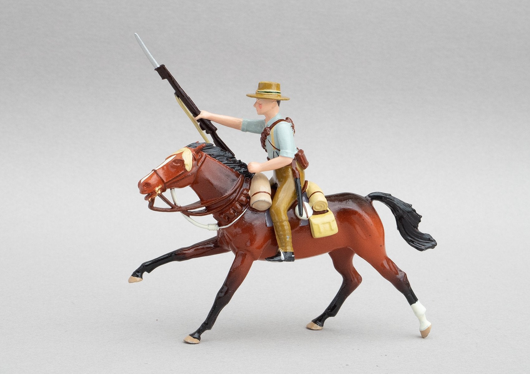 Set NZ7 NZ Mounted Rifleman, Sinai-Palestine WWI | NZ Cavalry | New Zealand | ANZAC Mounted Division. Single rider on horse | Sinai, Suez Canal, Romani, El Arish, Magdhaba, Rafa, Gaza, Beersheba, Tel el Saba, Jaffa, Jericho, Moab, Es Salt | © Imperial Productions | Sculpt by David Cowe