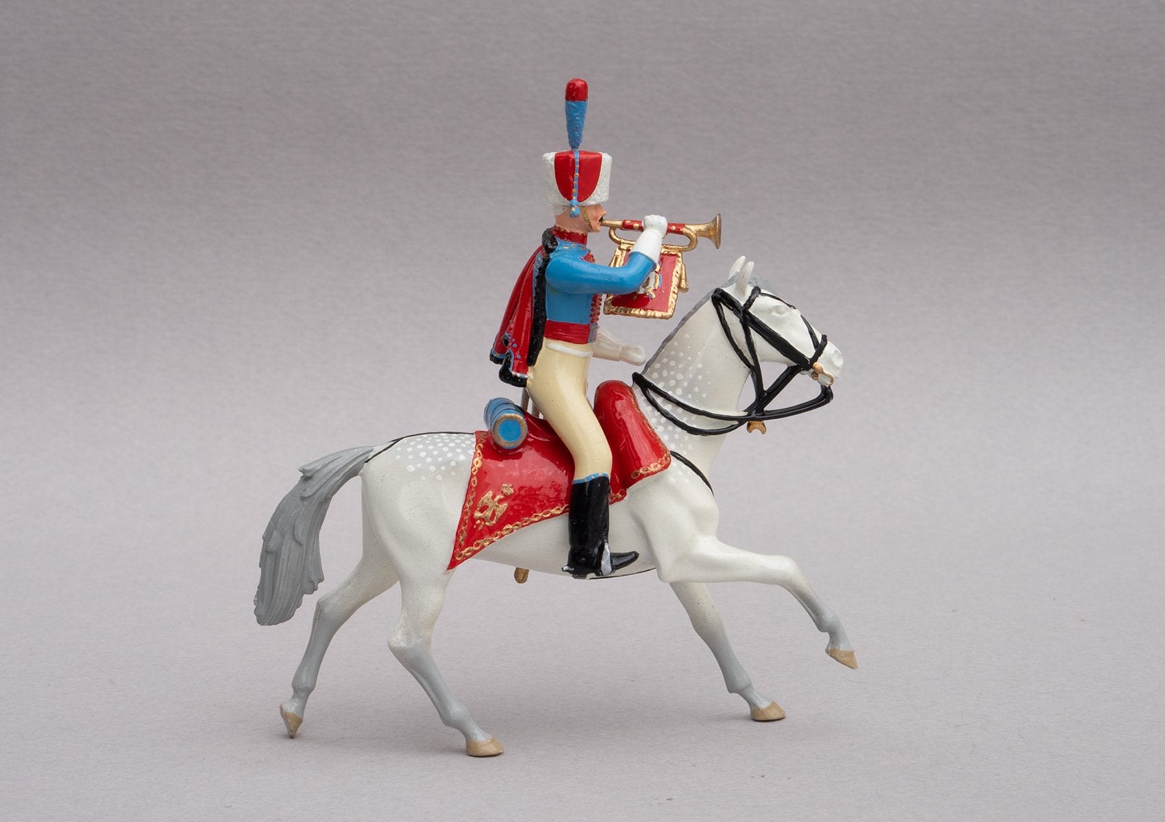 Set 101 Chasseurs à Cheval, Trumpeter | French | Napoleonic Wars | Mounted trumpeter on a grey horse | Waterloo | © Imperial Productions | Sculpt by David Cowe