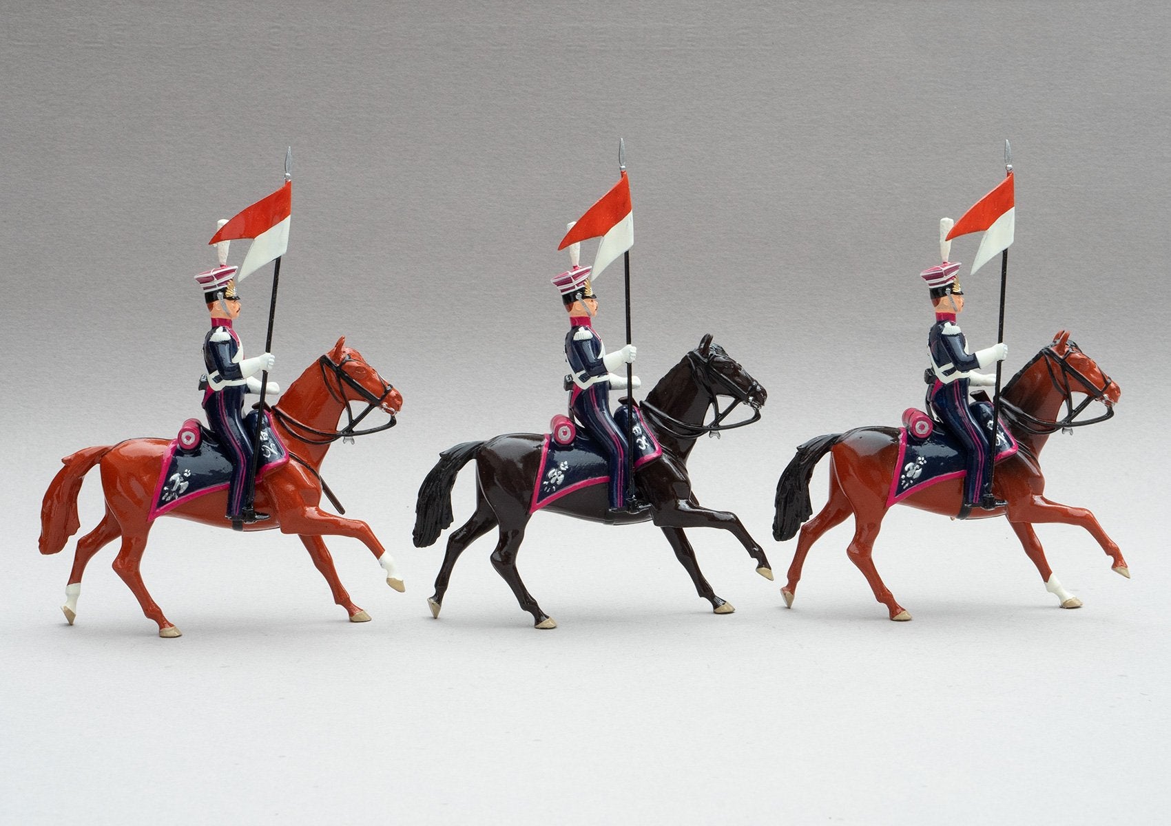 Set 102 Polish Lancers | Cavalry | Napoleonic Wars | Three light horses with mounted lancers | Waterloo | © Imperial Productions | Sculpt by David Cowe