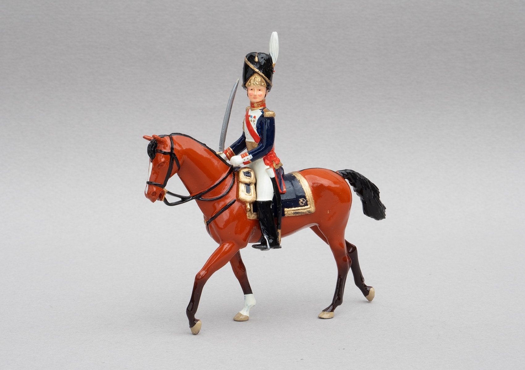 Set 108 General Dorsenne | French Infantry | Napoleonic Wars | French military commander of the Revolutionary and Napoleonic wars. Dressed in the uniform of the Grenadiers of the Guard.  Single mounted officer on chestnut horse | Waterloo | © Imperial Productions | Sculpt by David Cowe