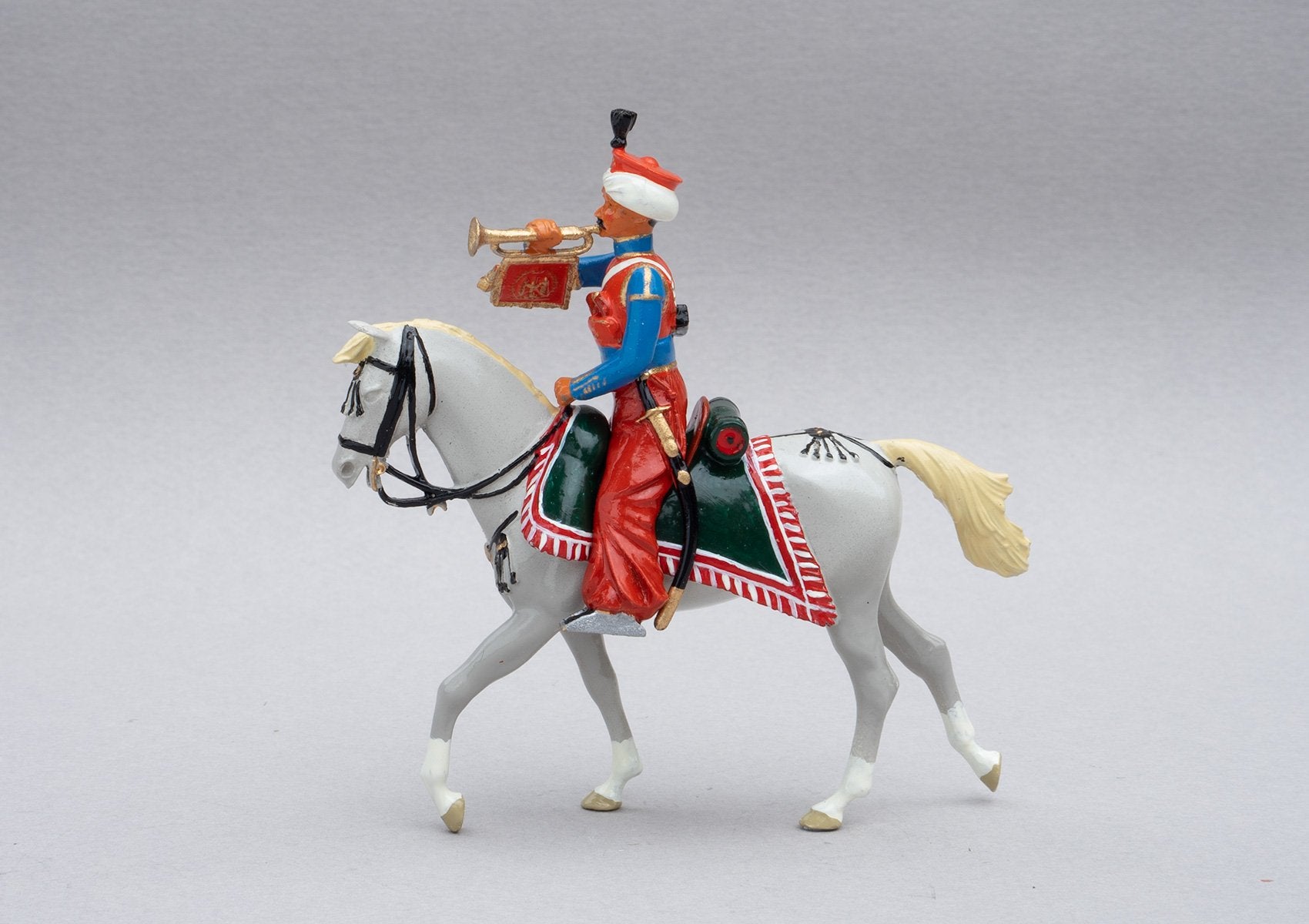 Set 119 Mameluke Trumpeter | French Cavalry | Napoleonic Wars | Trumpeter of Marmeluke cavalry. Distinguished by his sky blue tunic. Single mounted trumpeter on grey horse | Waterloo | © Imperial Productions | Sculpt by David Cowe