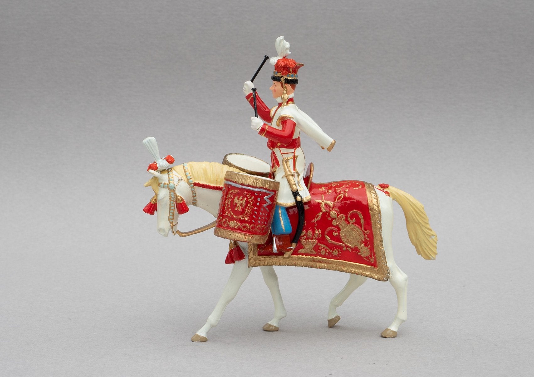Set 123 Polish Lancers Drum Horse | French Cavalry | Napoleonic Wars | Drum horse, mounted cavalry.  Single mounted figure with drum on a palomino | Waterloo | © Imperial Productions | Sculpt by David Cowe