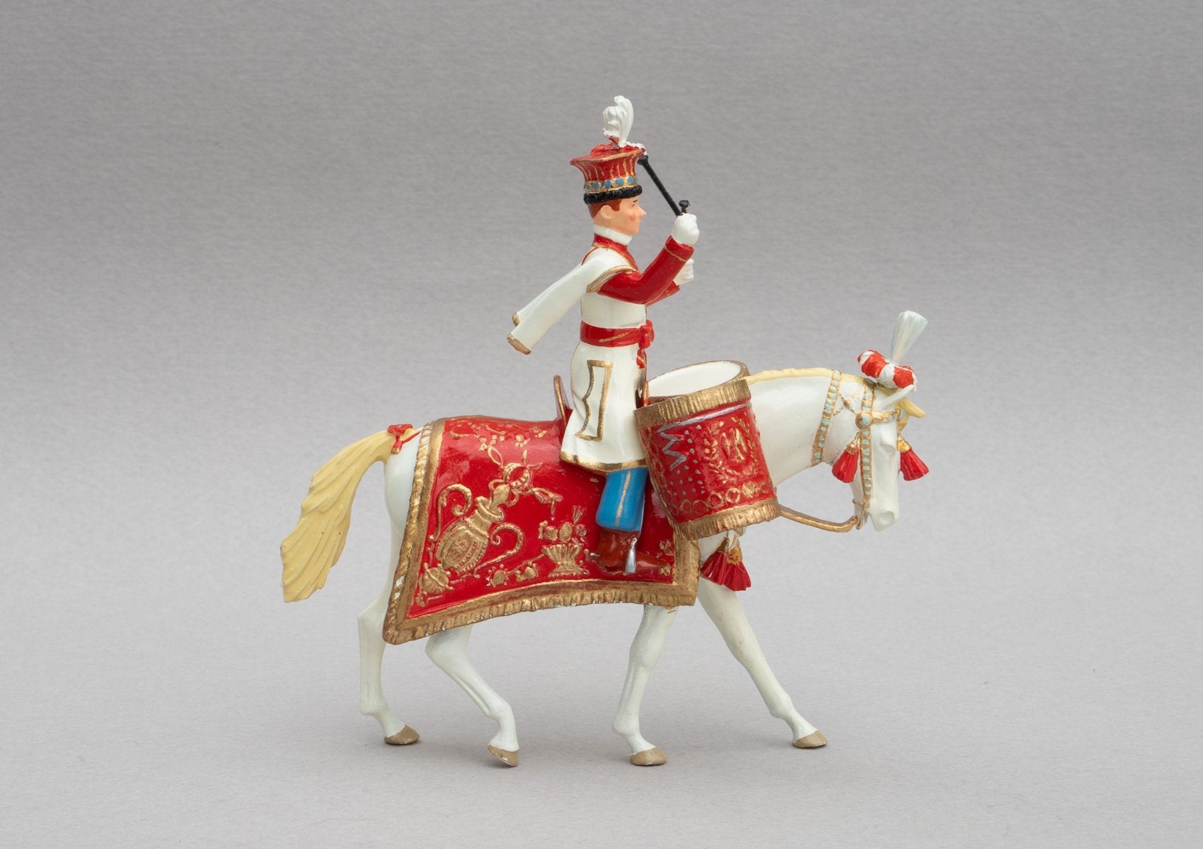 Set 123 Polish Lancers Drum Horse | French Cavalry | Napoleonic Wars | Drum horse, mounted cavalry.  Single mounted figure with drum on a palomino | Waterloo | © Imperial Productions | Sculpt by David Cowe