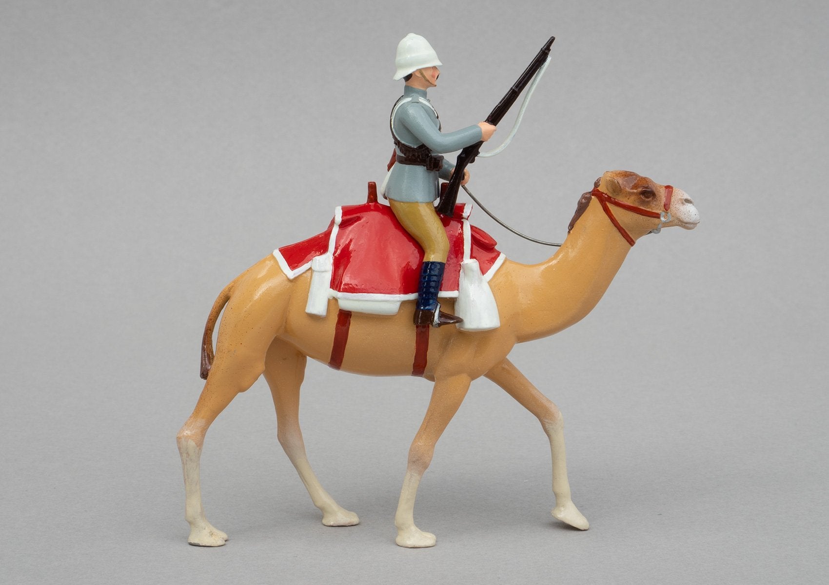 Set 126 Guards Camel Regiment, 1885 | British Cavalry | Sudan War | Guards Camel Regiment. Single mounted cavalryman on camel, grey jacket | Omdurman, Relief of Gordon, Nile River | © Imperial Productions | Sculpt by David Cowe