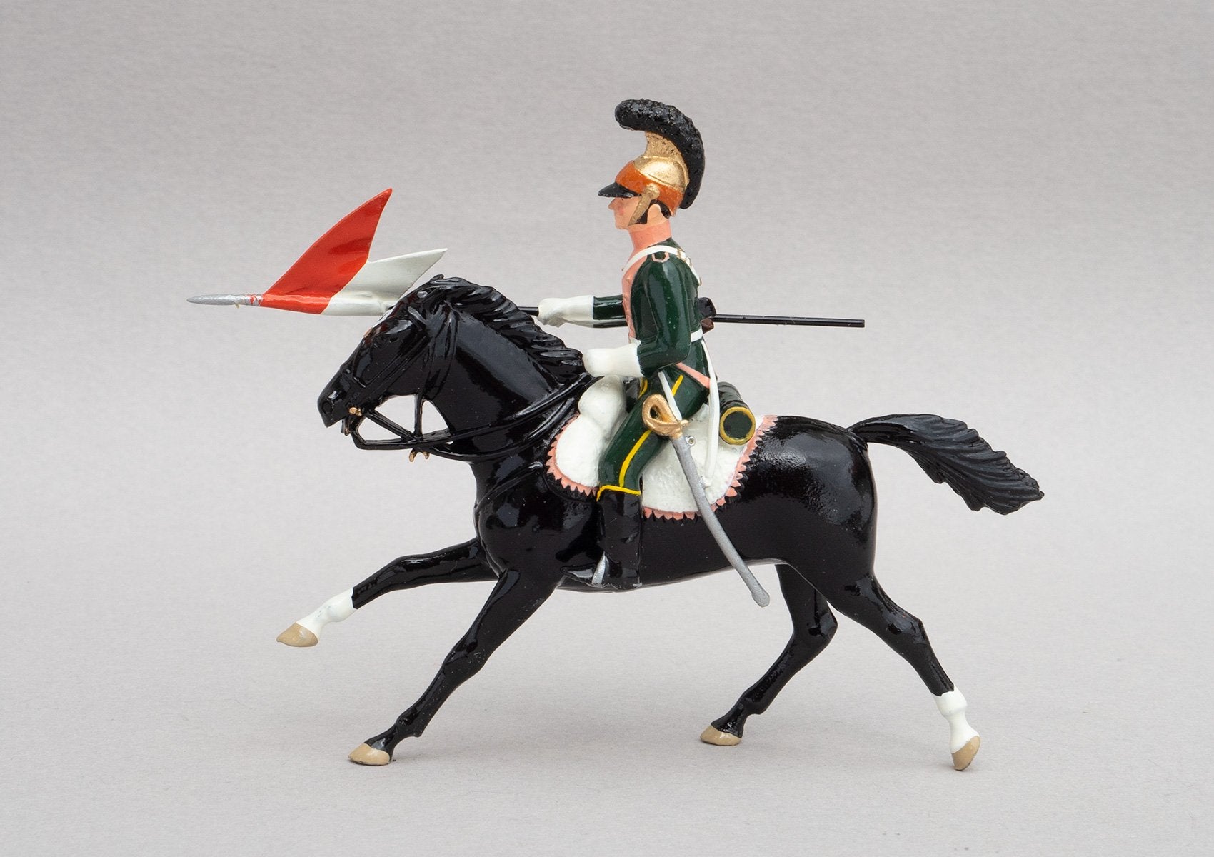 Set 131 3rd Chevau-Legers Lancers | French Cavalry | Napoleonic Wars | Single mounted cavalryman with lance adorned with red and white pennant | Waterloo | © Imperial Productions | Sculpt by David Cowe