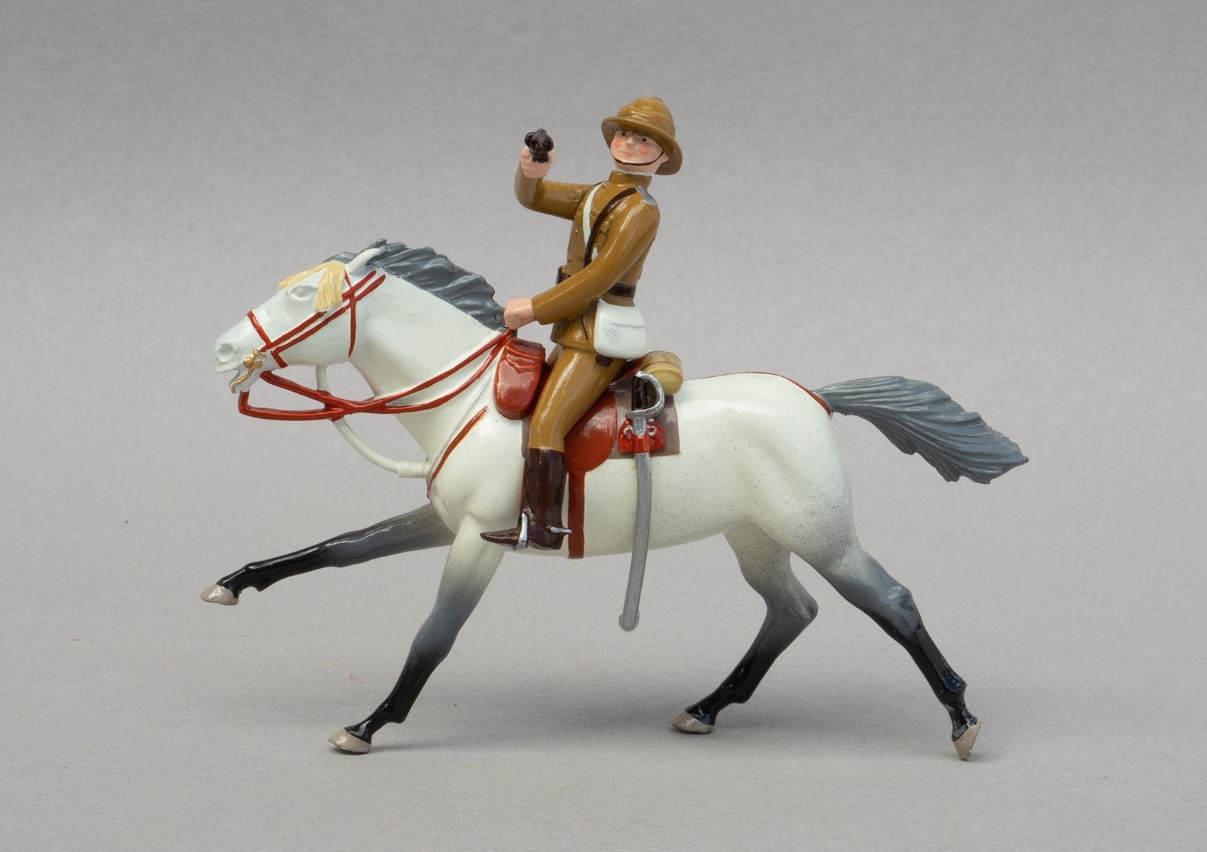 Set 142 Lieutenant Winston Churchill | British Cavalry | Sudan War | Lieutenant Winston Churchill of the 4th Hussars. Single mounted figure on grey horse with mauser pistol | Omdurman, Relief of Gordon, Nile River | © Imperial Productions | Sculpt by David Cowe