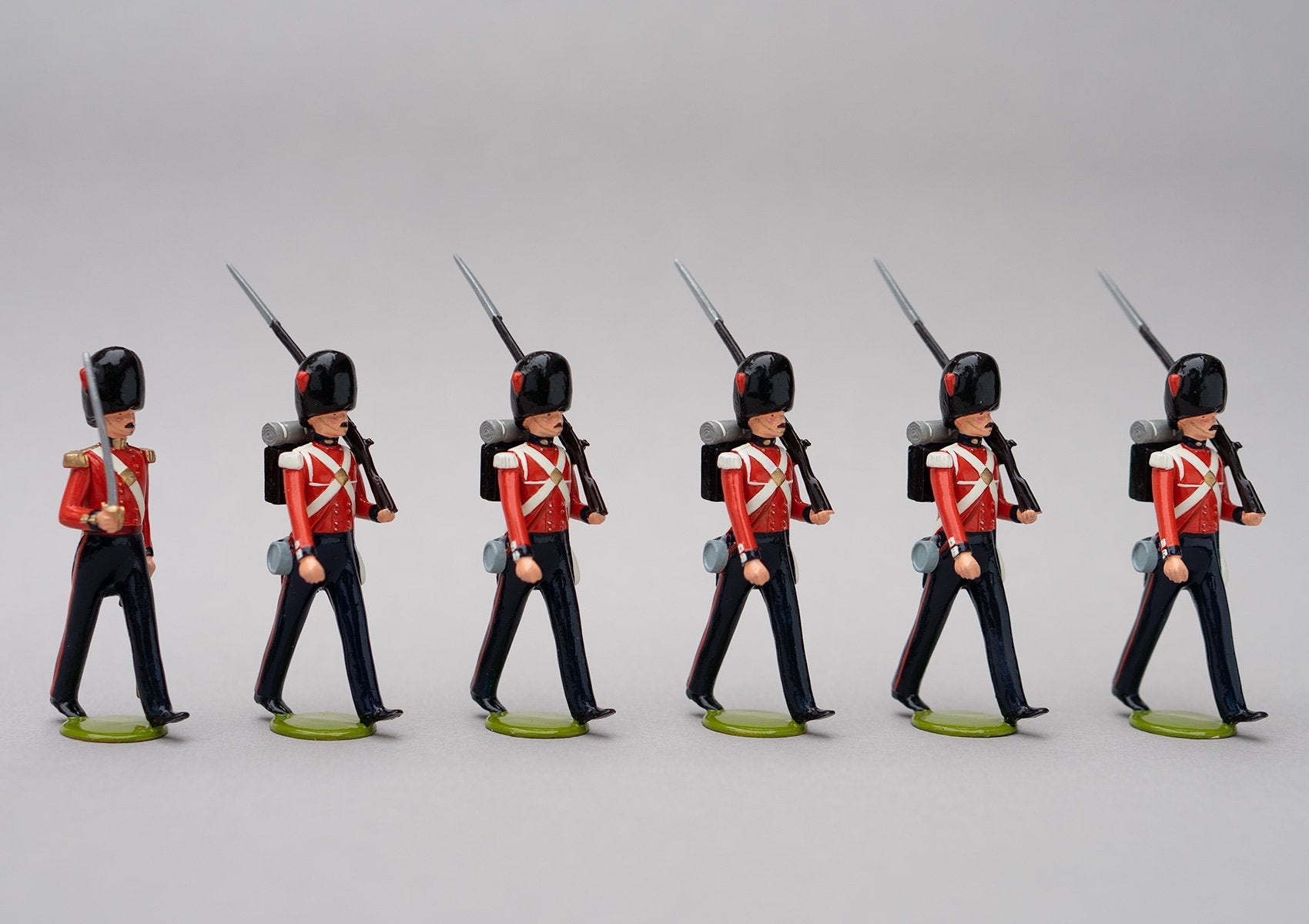 Set 65 Coldstream Guards 1854 | British Infantry | Crimean War | Six men, one officer with sword, five men marching at slope arms | Balaclava, Sevastapol, Alma | © Imperial Productions | Sculpt by David Cowe