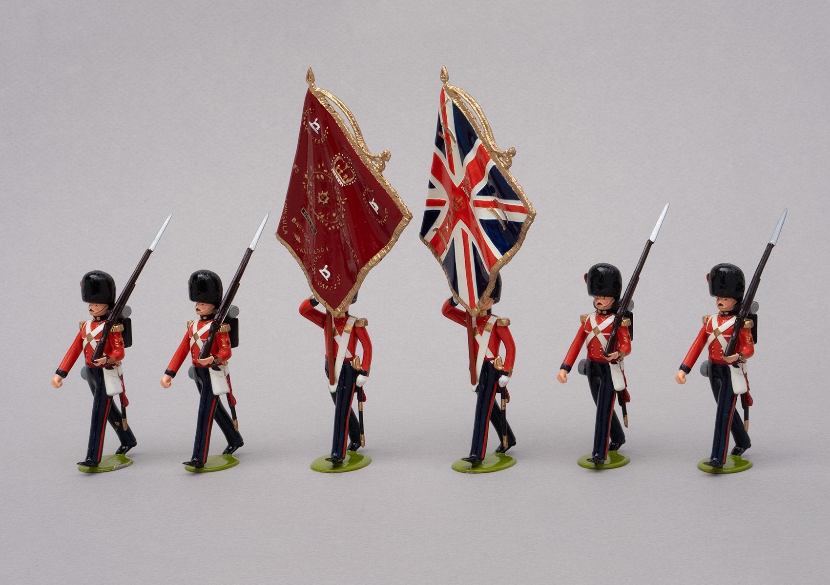 Set 67 Coldstream Guards 1854, Colour Party | British Infantry | Crimean War | Colour party of six men, two carrying the colours and four colour sergeants | Balaclava, Sevastapol, Alma | © Imperial Productions | Sculpt by David Cowe