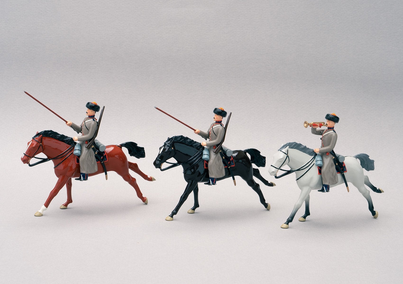 Set 86 53rd Don Cossack Cavalry 1854 | Russian Cavalry | Crimean War | Three mounted cossacks.  One bugler two Cossack troopers | Balaclava, Sevastapol, Alma | © Imperial Productions | Sculpt by David Cowe