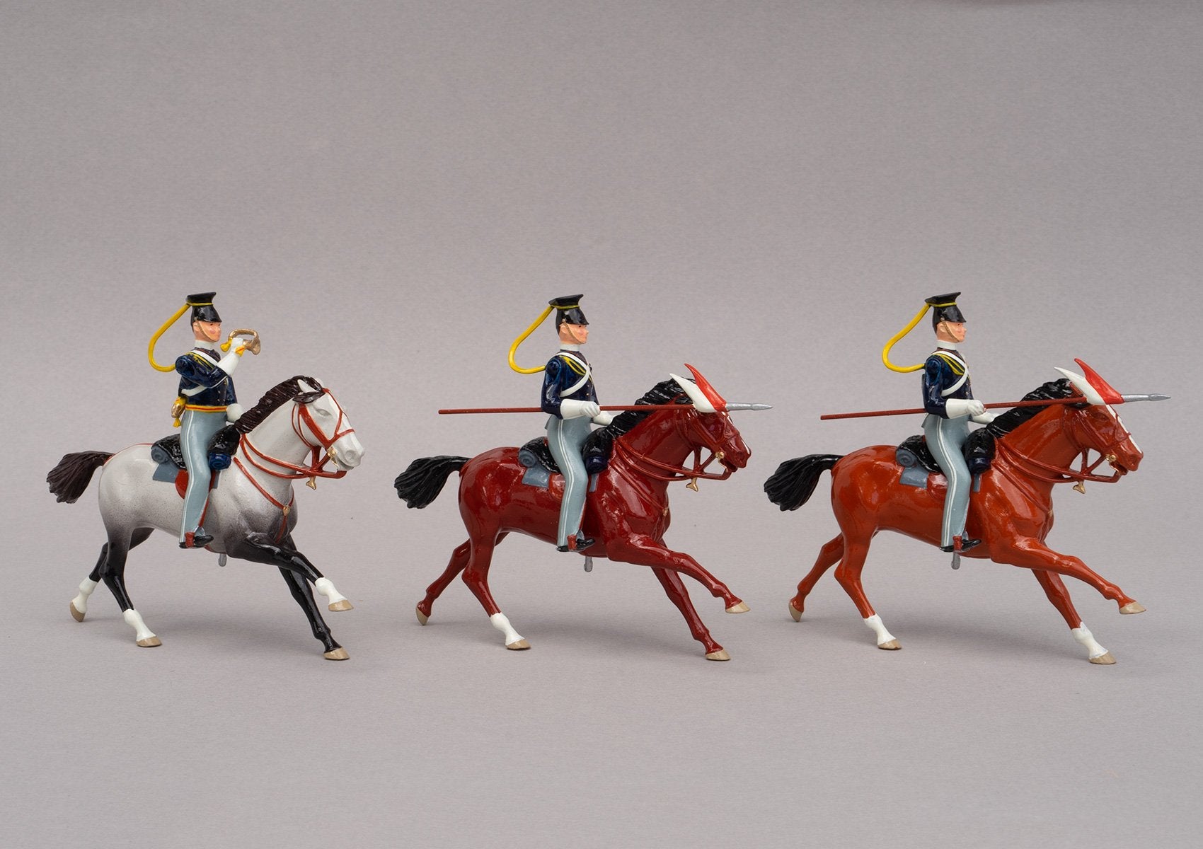 Set 91 17th Lancers 1854 | British Cavalry | Crimean War | Three mounted lancers, one bugler, two lancers | Balaclava, Sevastapol, Alma, Charge of the Light Brigade | © Imperial Productions | Sculpt by David Cowe