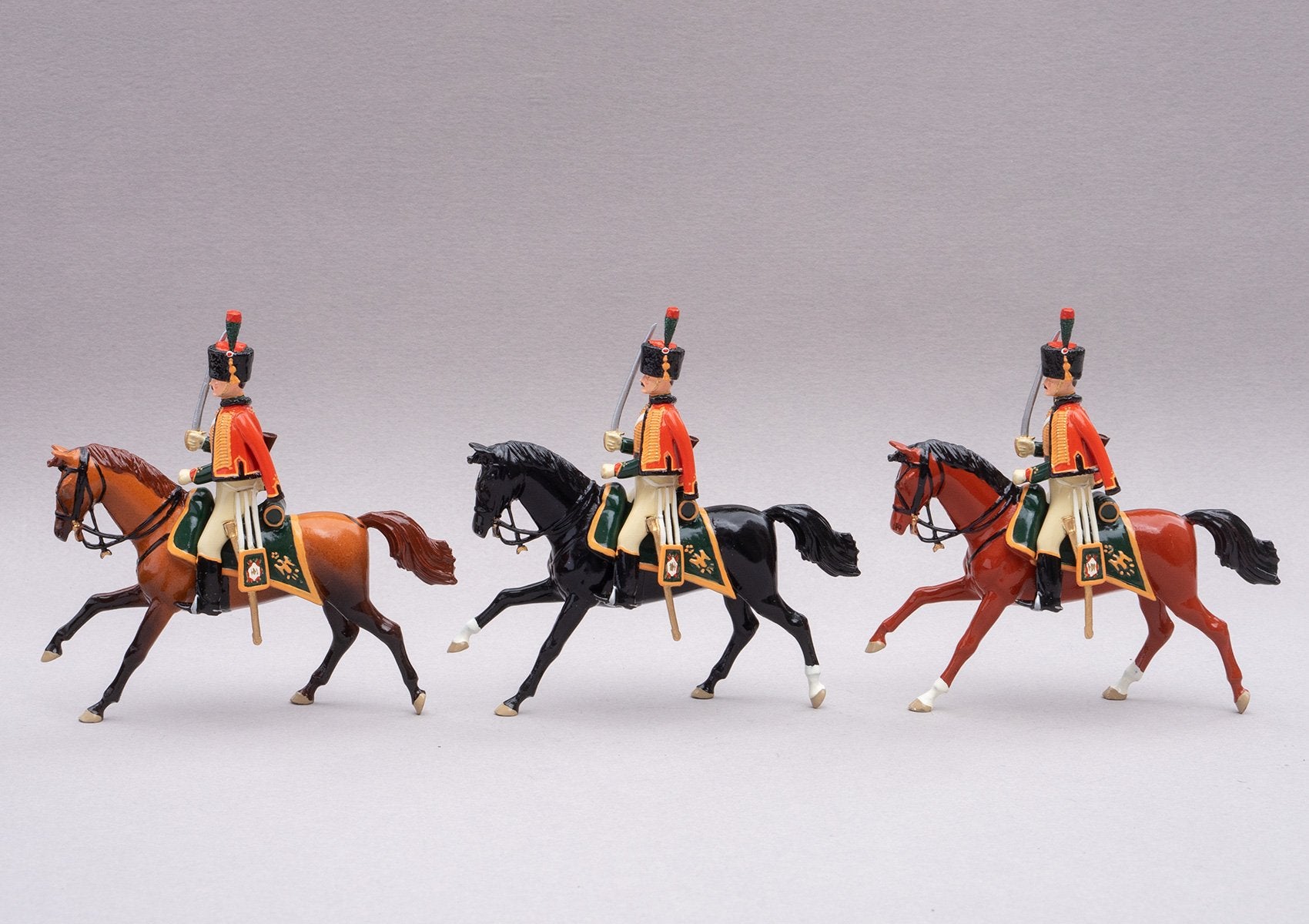 Set 95 Chasseurs à Cheval | French Cavalry | Napoleonic Wars | Three mounted figures with carbines and sabres | Waterloo | © Imperial Productions | Sculpt by David Cowe