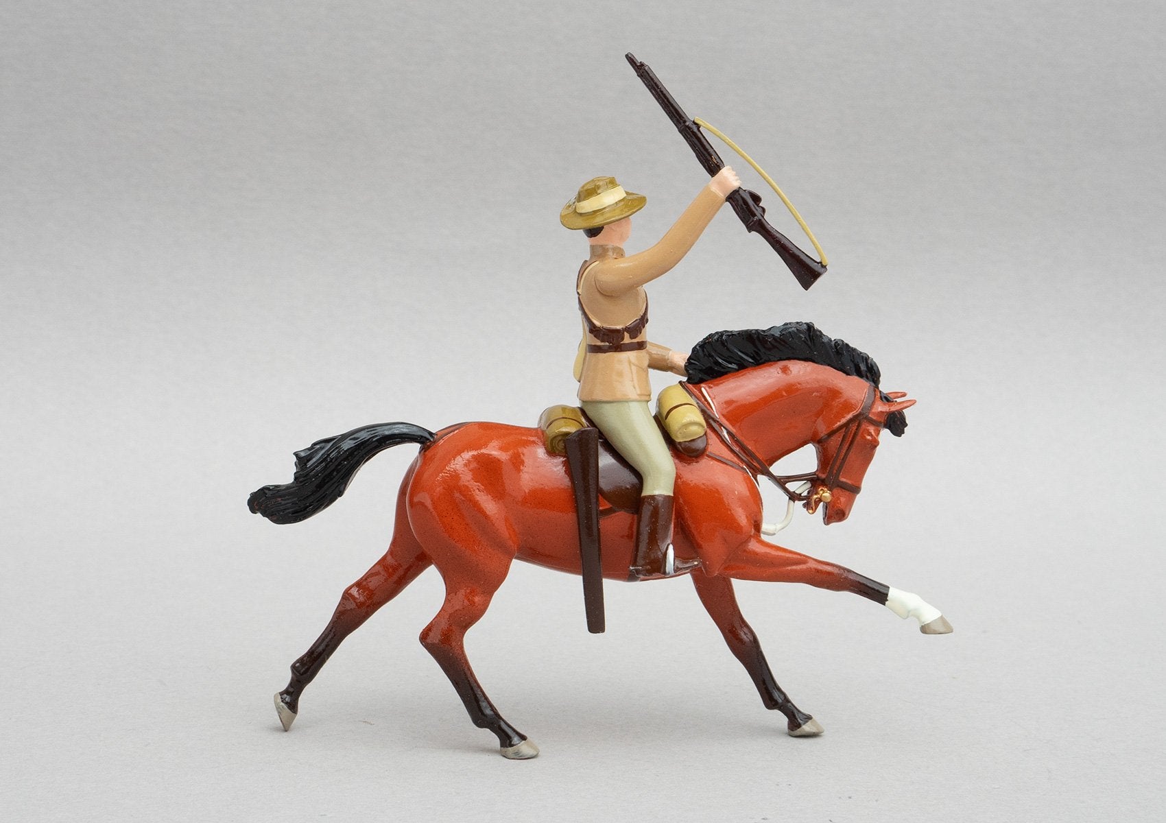Set NZ2 Mounted Rifleman, Anglo-Boer War 1899-1902 | NZ Cavalry | New Zealand | Single mounted figure on bay horse with rifle | Boer War | © Imperial Productions | Sculpt by David Cowe